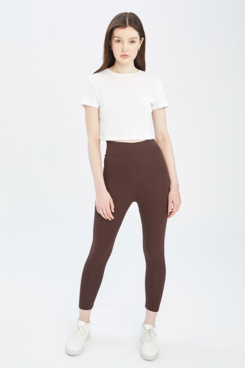 Kadın Kahve Sporcu Tayt