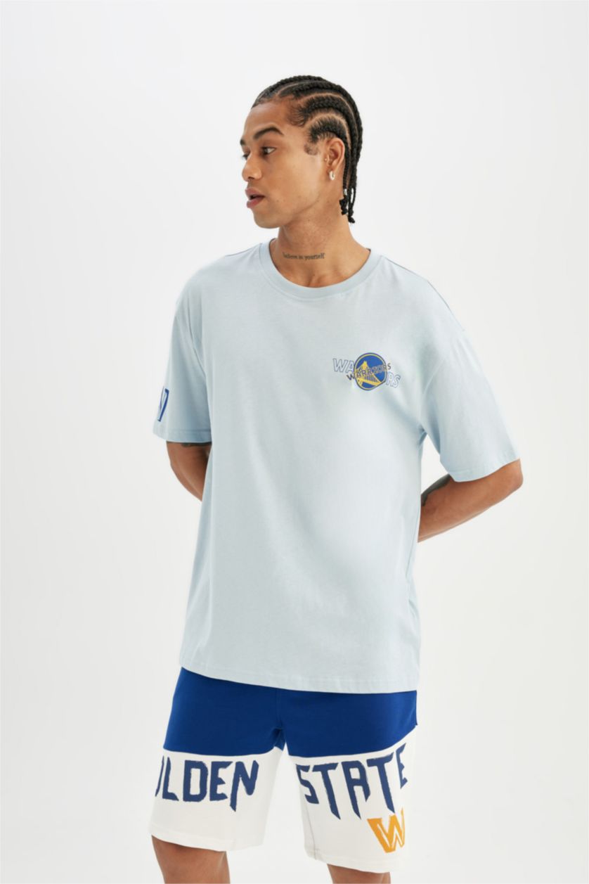 Erkek Saks DeFactoFit NBA Golden State Warriors Lisanslı Regular Fit %100 Pamuk Şort