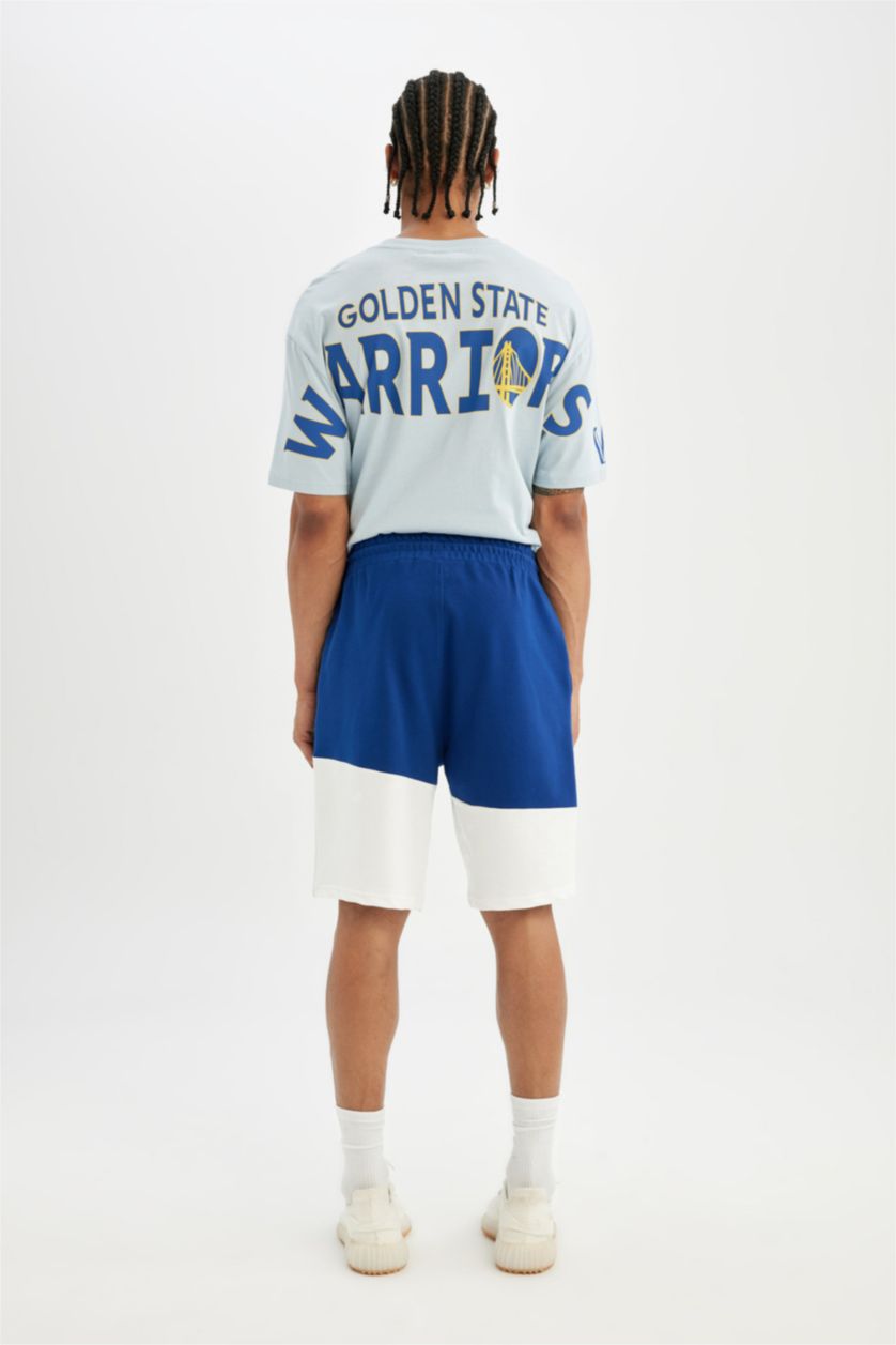 Erkek Saks DeFactoFit NBA Golden State Warriors Lisanslı Regular Fit %100 Pamuk Şort