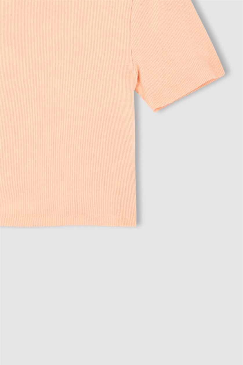 نساء سيموني تي شيرت كروب نص كم بياقة دائرية