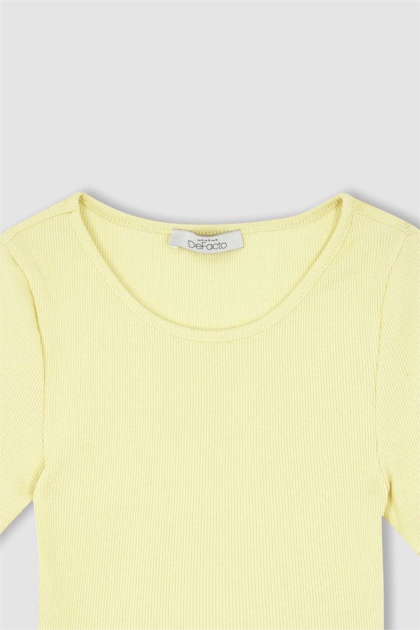 WOMAN Yellow Coool Fitted Crew Neck Short Sleeve Crop T-Shirt