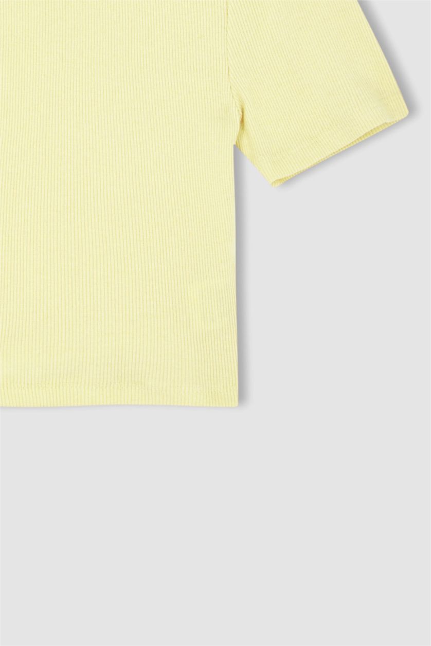 WOMAN Yellow Coool Fitted Crew Neck Short Sleeve Crop T-Shirt