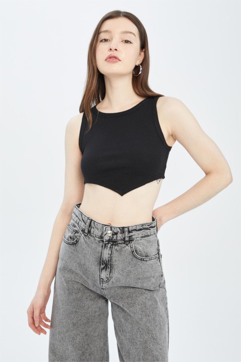 Женщины Черный Кроп топ короткий, Coool