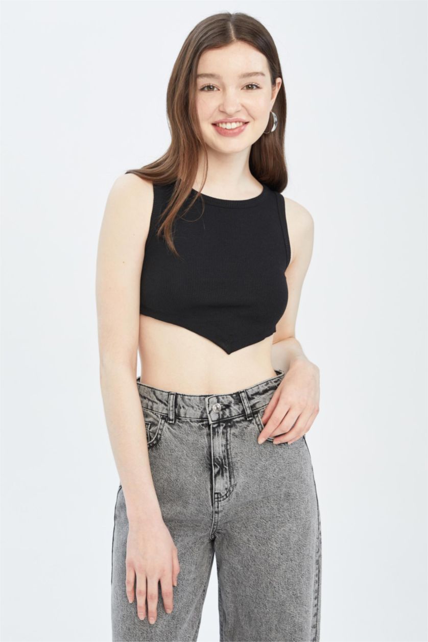 Женщины Черный Кроп топ короткий, Coool