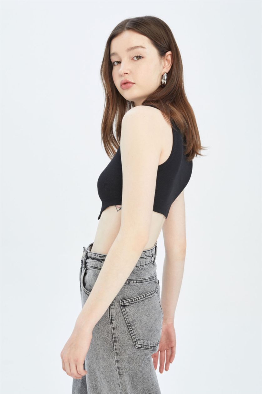 Женщины Черный Кроп топ короткий, Coool