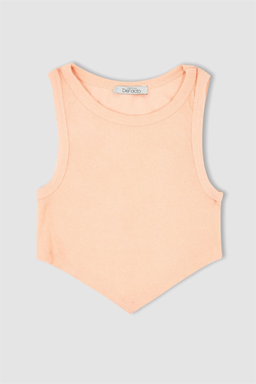 WOMAN Pink Coool Super Crop Corduroy Knitted Singlet