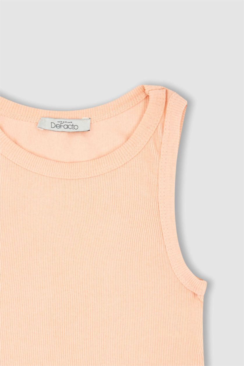 WOMAN Pink Coool Super Crop Corduroy Knitted Singlet
