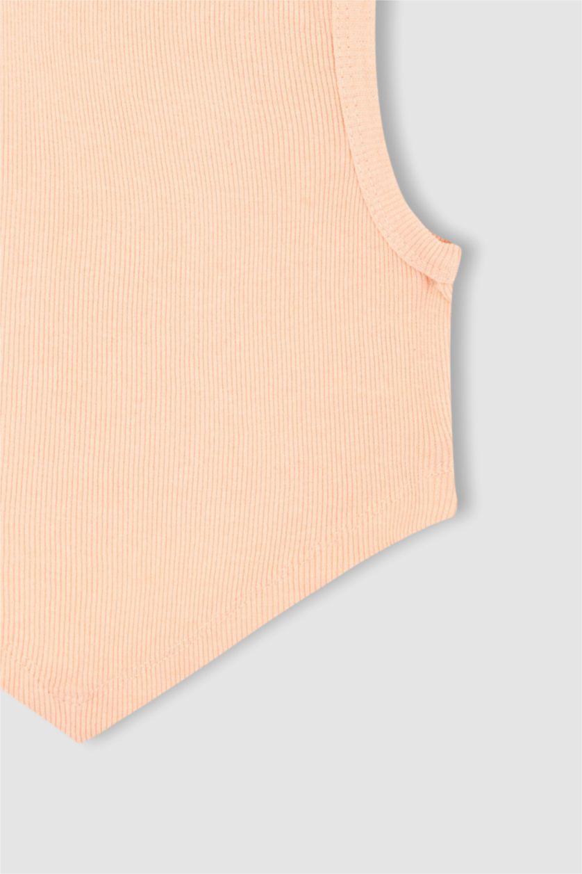 WOMAN Pink Coool Super Crop Corduroy Knitted Singlet