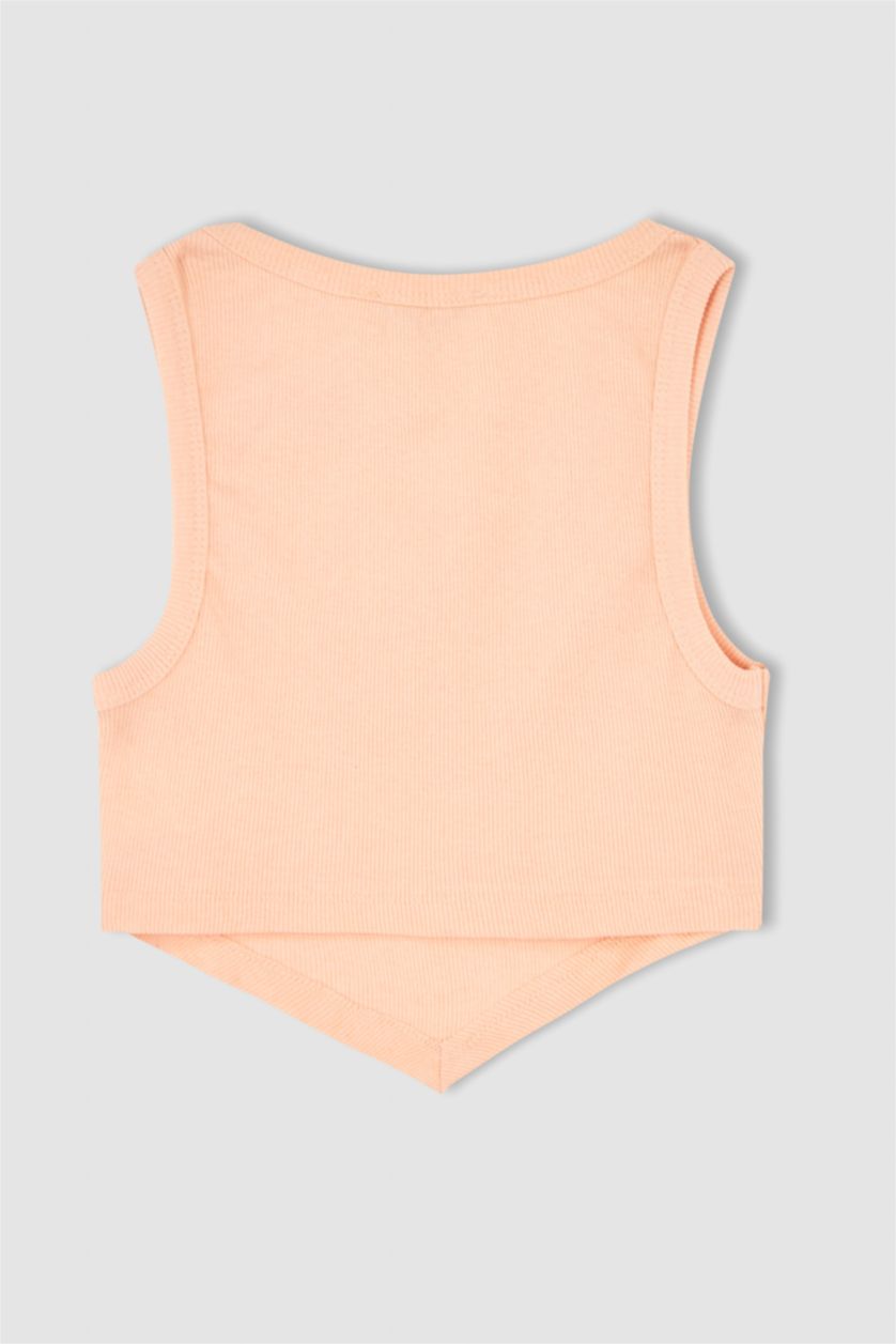 WOMAN Pink Coool Super Crop Corduroy Knitted Singlet