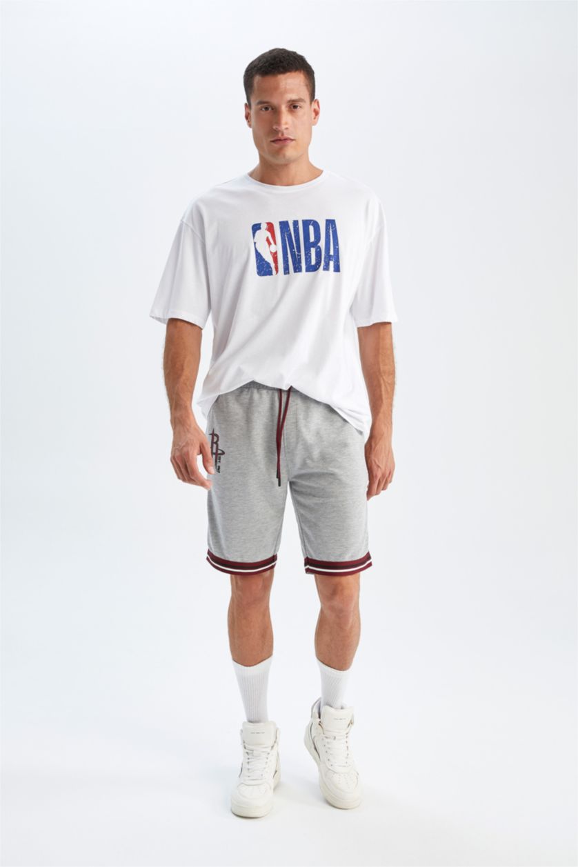 Erkek Gri Melanj Regular Fit Sweatshirt Kumaşı Şort