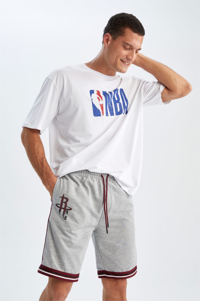 Erkek Gri Melanj Regular Fit Sweatshirt Kumaşı Şort