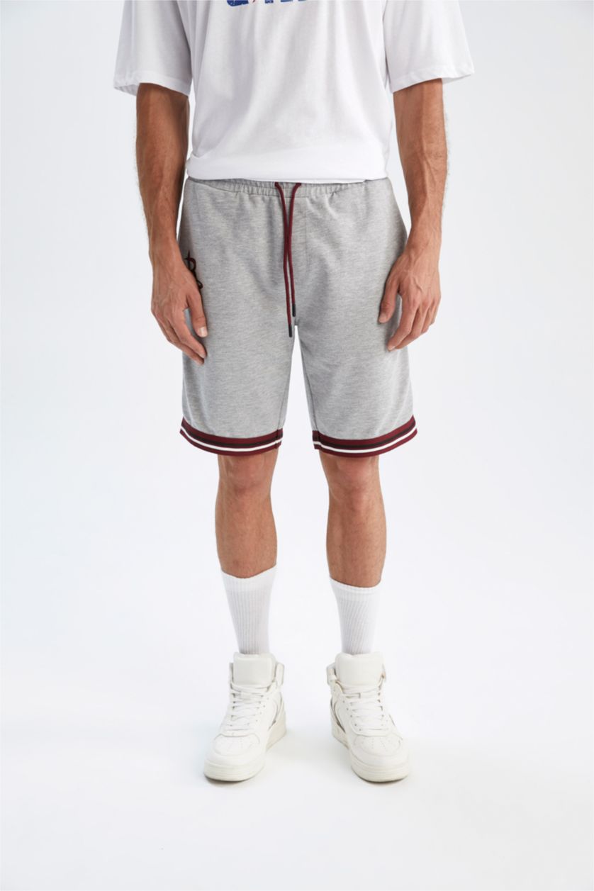 Erkek Gri Melanj Regular Fit Sweatshirt Kumaşı Şort