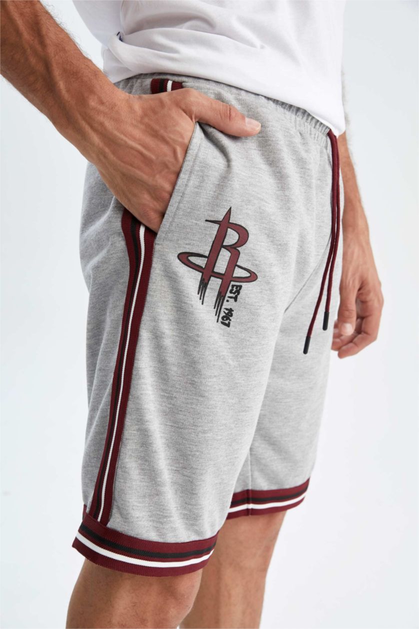 Erkek Gri Melanj Regular Fit Sweatshirt Kumaşı Şort