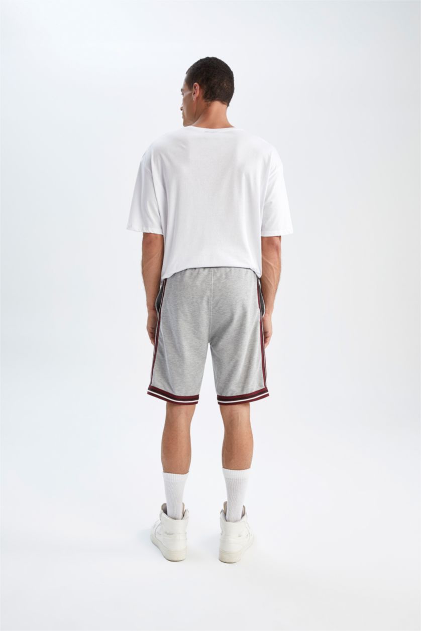 Erkek Gri Melanj Regular Fit Sweatshirt Kumaşı Şort