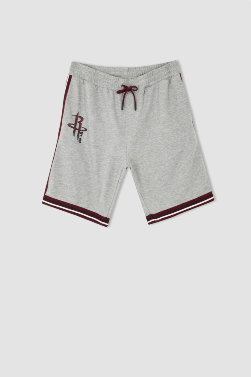 Erkek Gri Melanj Regular Fit Sweatshirt Kumaşı Şort