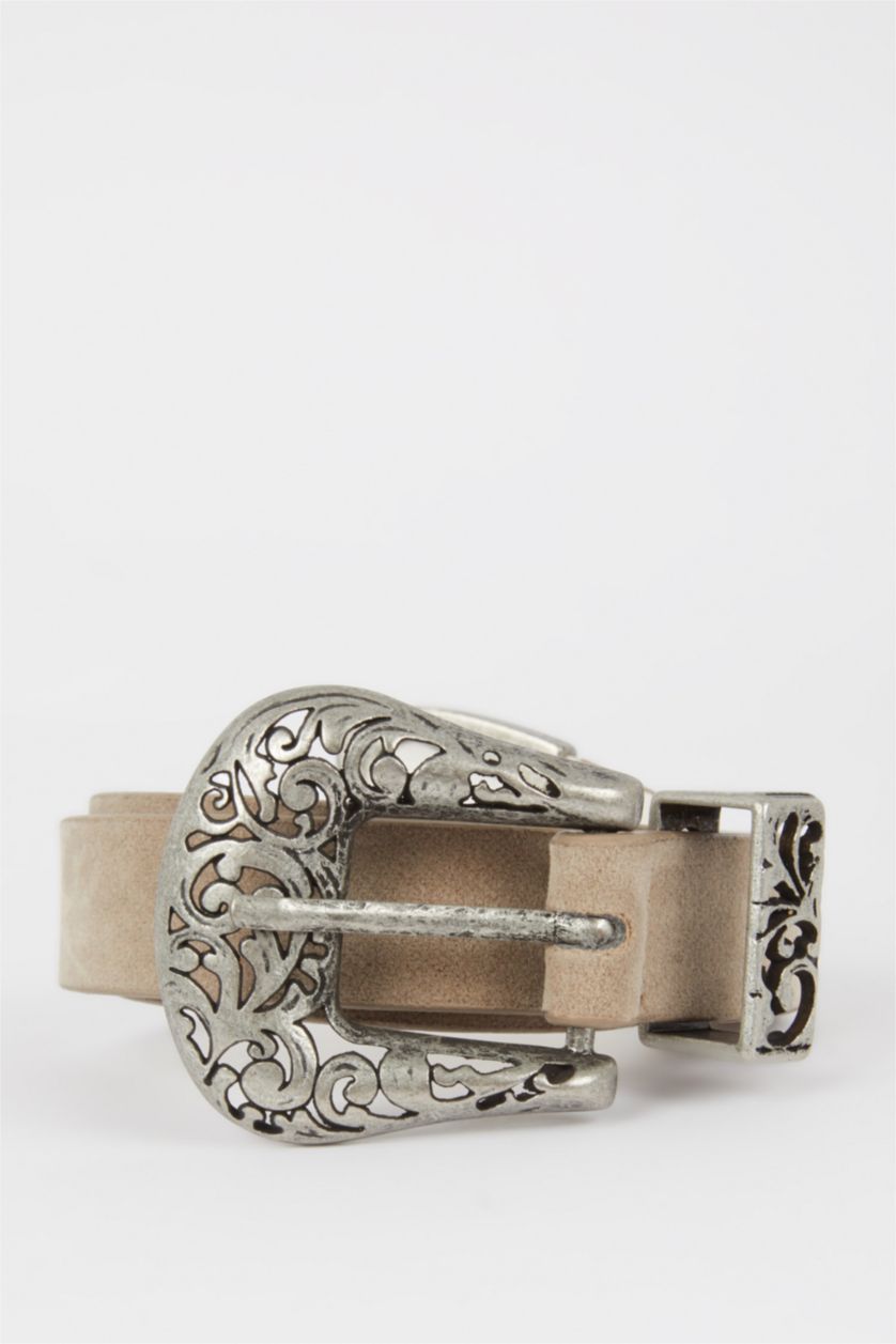 WOMAN Beige Women Faux Leather Jeans Belt