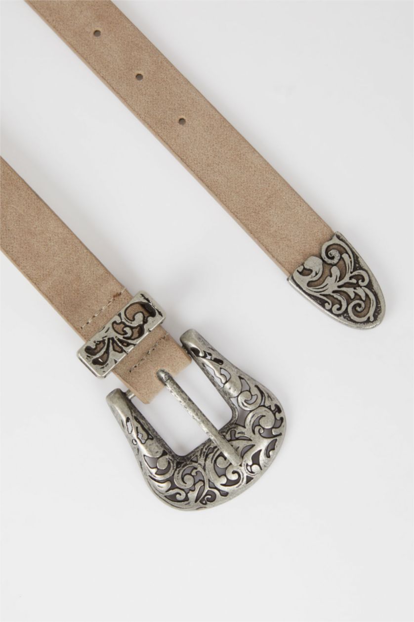 WOMAN Beige Women Faux Leather Jeans Belt