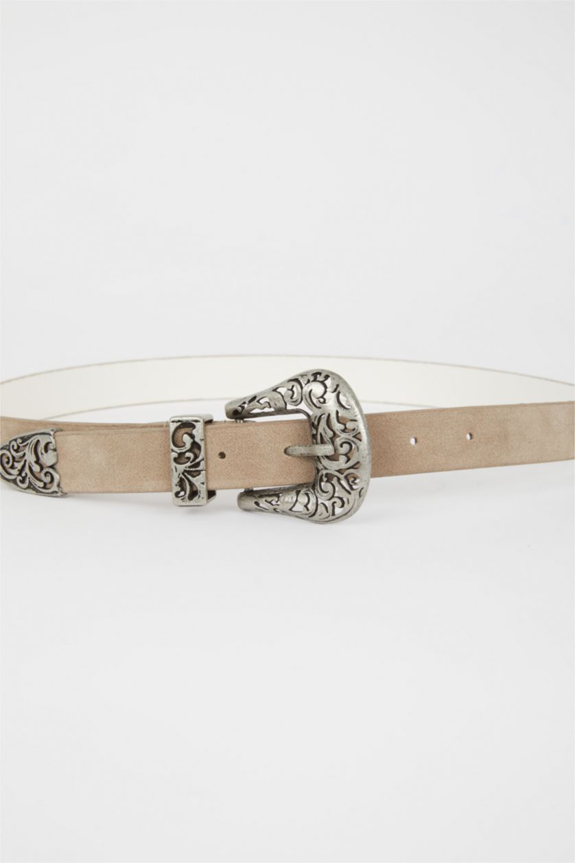 WOMAN Beige Women Faux Leather Jeans Belt