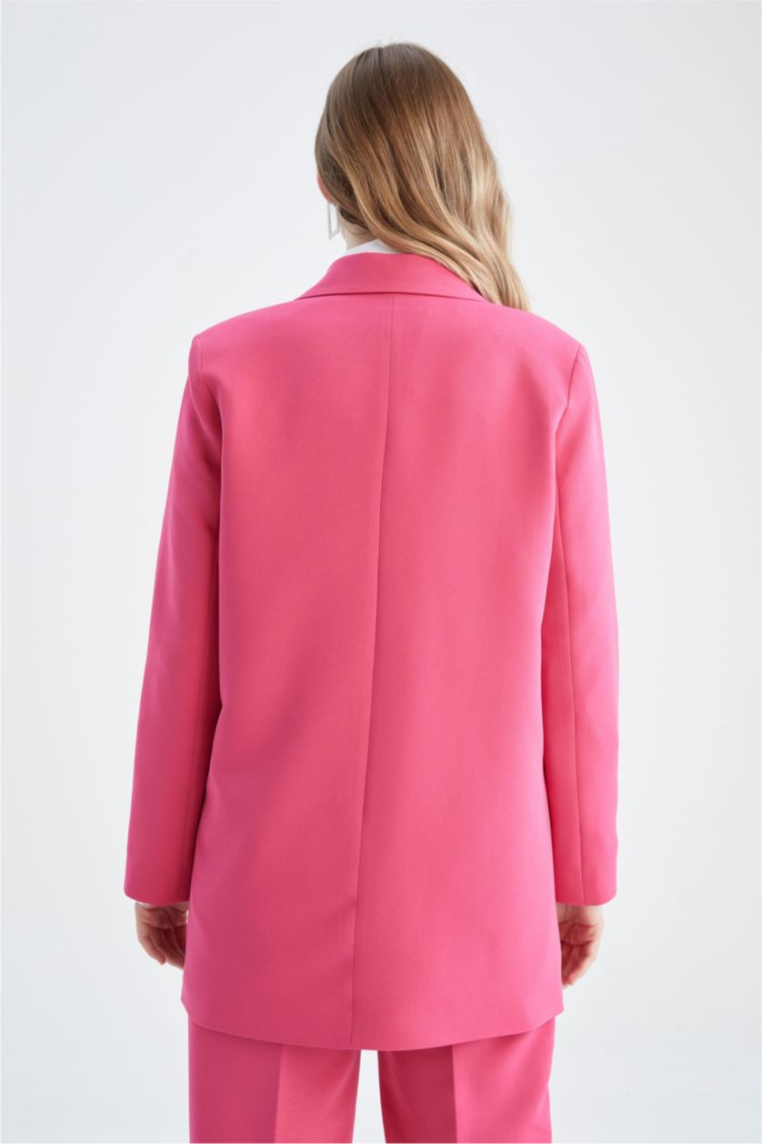 FEMME Rose Veste Blazer à coupe régulière et Col en V