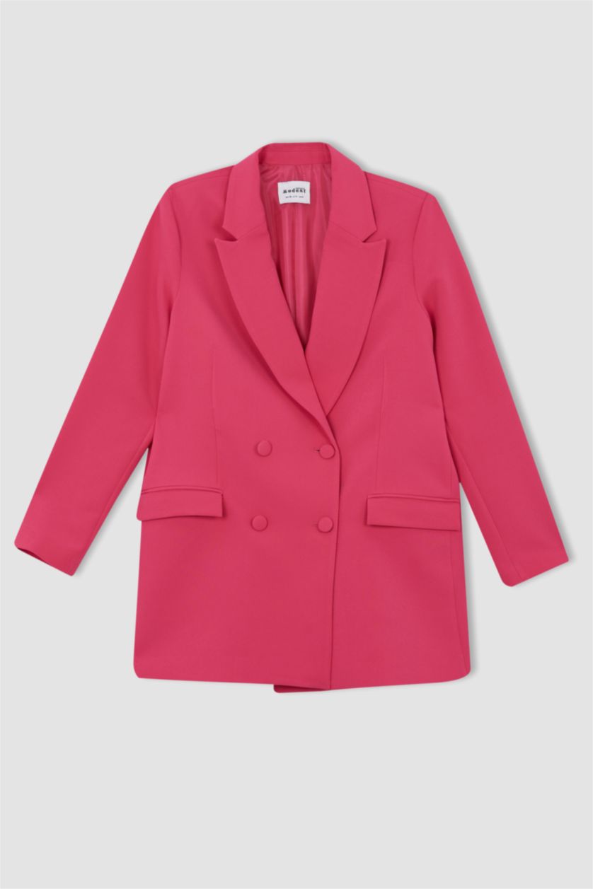 FEMME Rose Veste Blazer à coupe régulière et Col en V