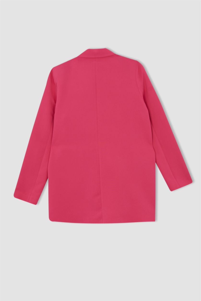 FEMME Rose Veste Blazer à coupe régulière et Col en V