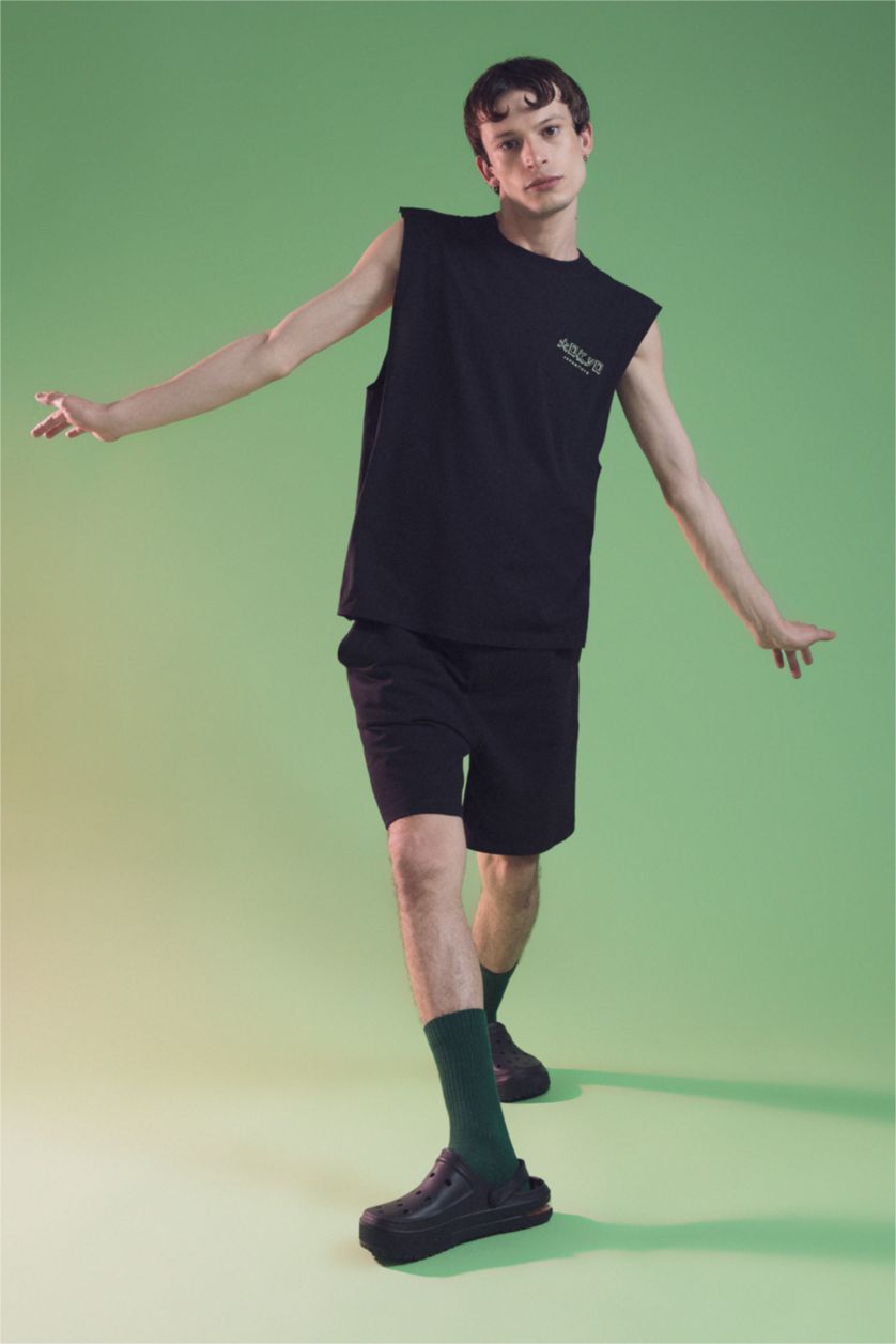 HOMME Noir Short Coupe Régulière Ourlet régulier