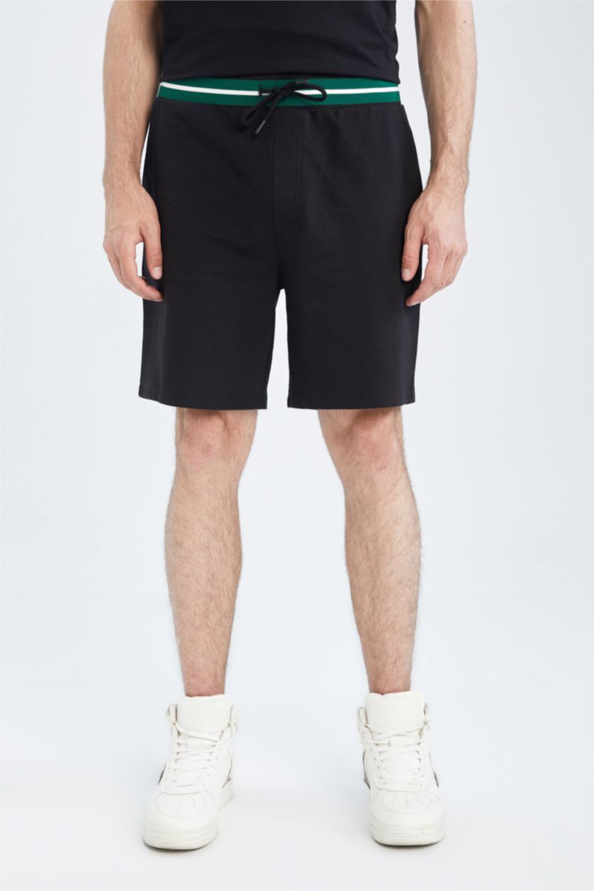 HOMME Noir Short Coupe Régulière Ourlet régulier