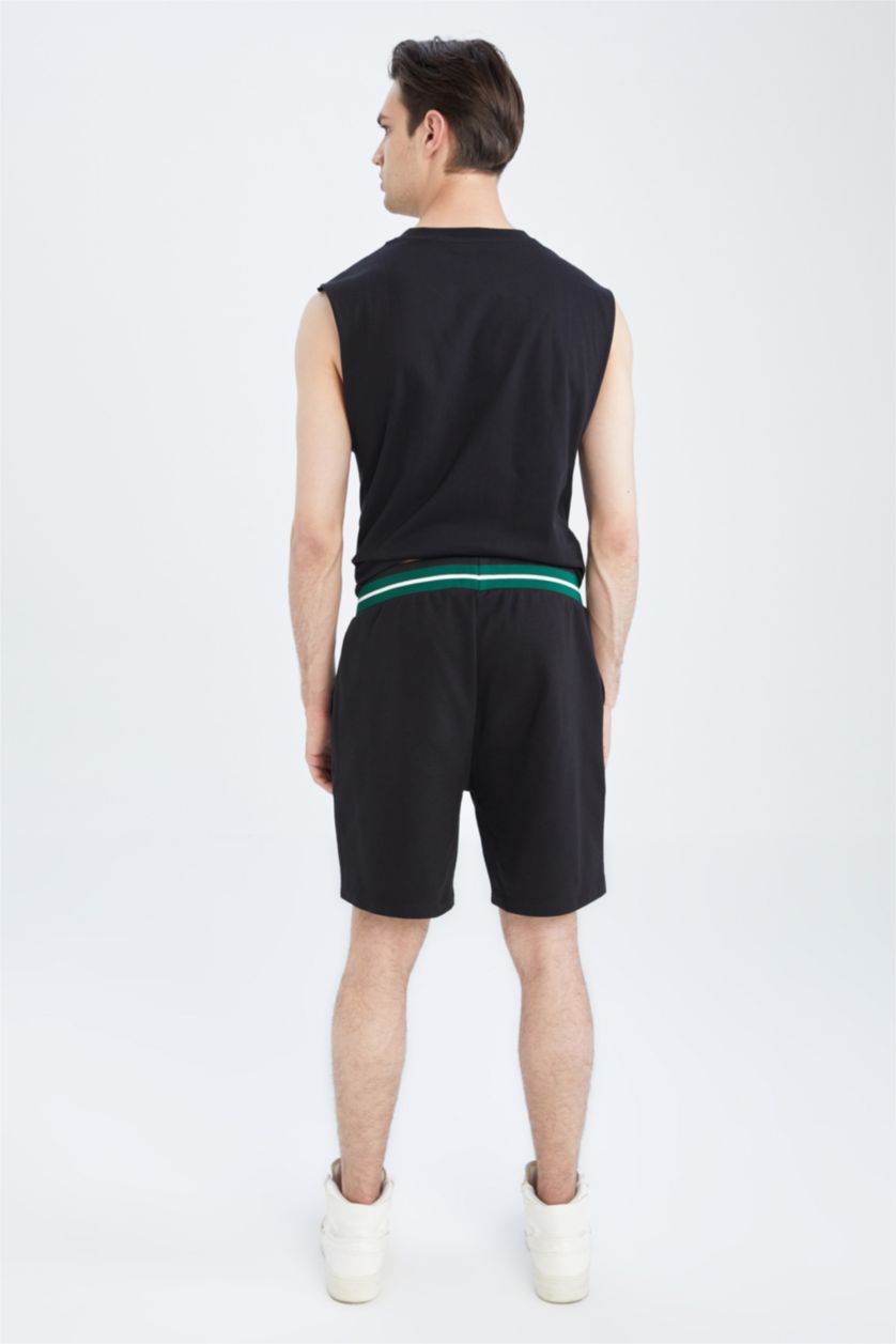 HOMME Noir Short Coupe Régulière Ourlet régulier