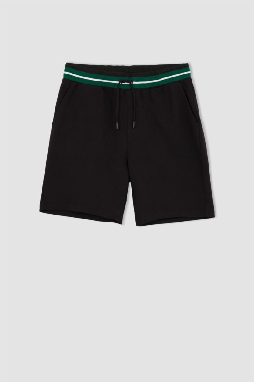 HOMME Noir Short Coupe Régulière Ourlet régulier