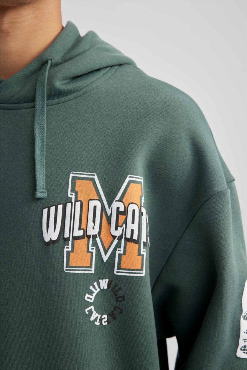 HOMME Vert Sweat- Shirt Coupe Oversize À capuche Manche Longue