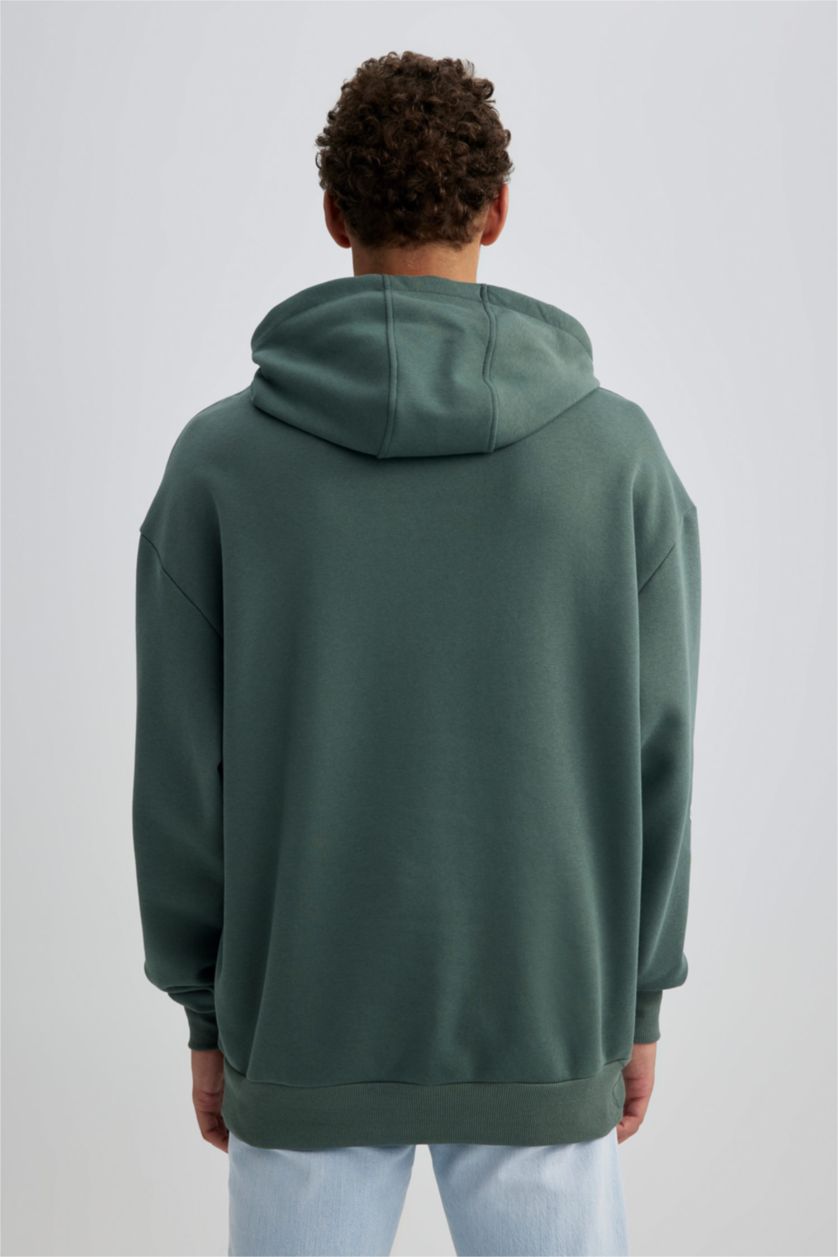 HOMME Vert Sweat- Shirt Coupe Oversize À capuche Manche Longue