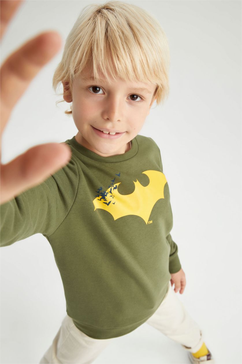 BOYS & TEENS Green Boy Batman Crew Neck Sweatshirt