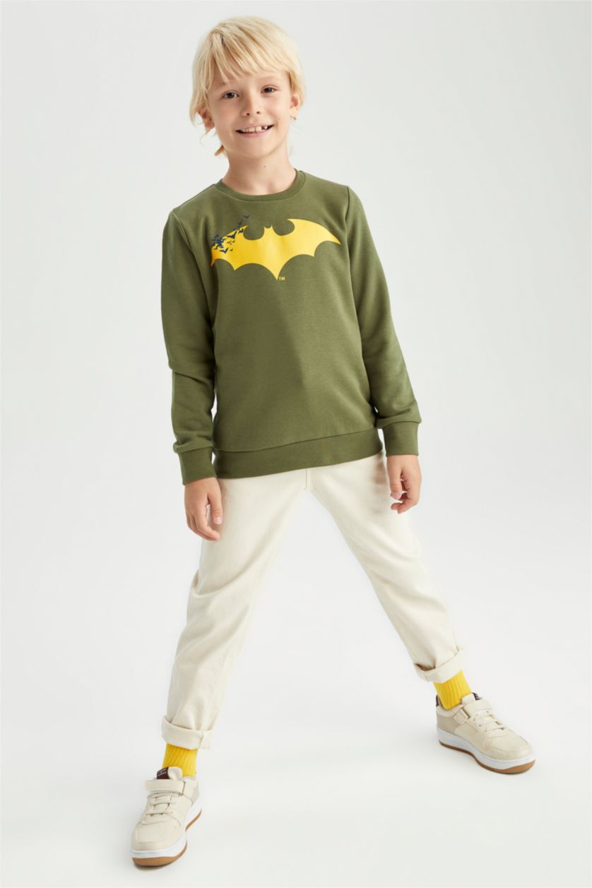BOYS & TEENS Green Boy Batman Crew Neck Sweatshirt