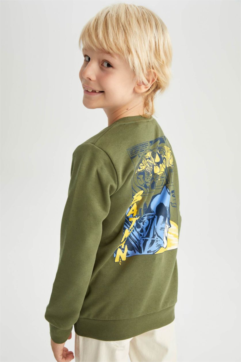 BOYS & TEENS Green Boy Batman Crew Neck Sweatshirt