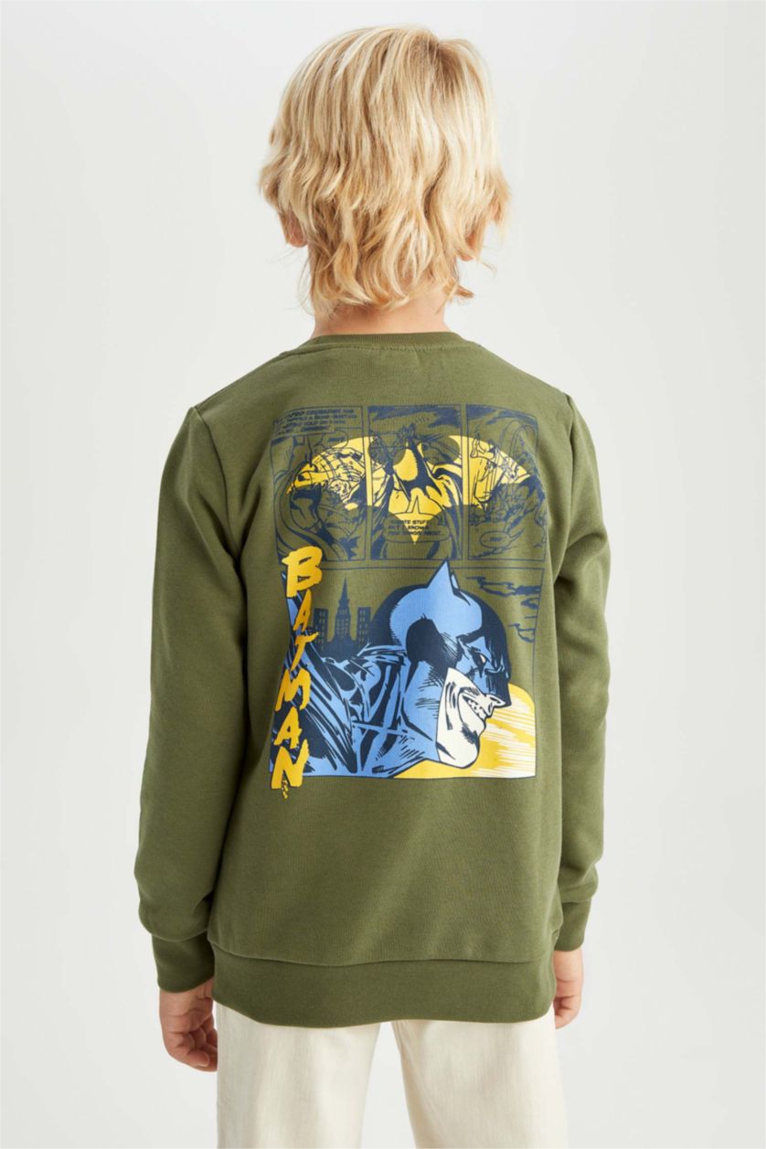 BOYS & TEENS Green Boy Batman Crew Neck Sweatshirt