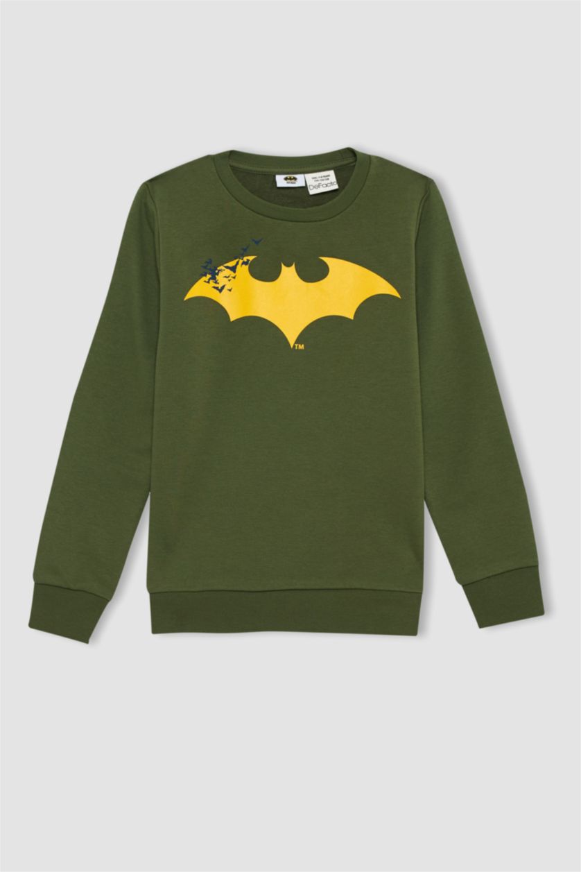 BOYS & TEENS Green Boy Batman Crew Neck Sweatshirt