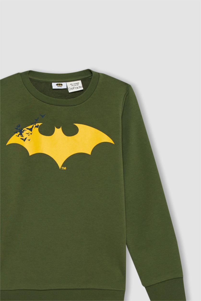 BOYS & TEENS Green Boy Batman Crew Neck Sweatshirt