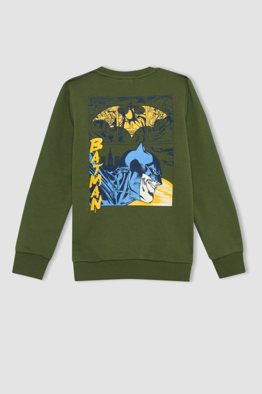 BOYS & TEENS Green Boy Batman Crew Neck Sweatshirt