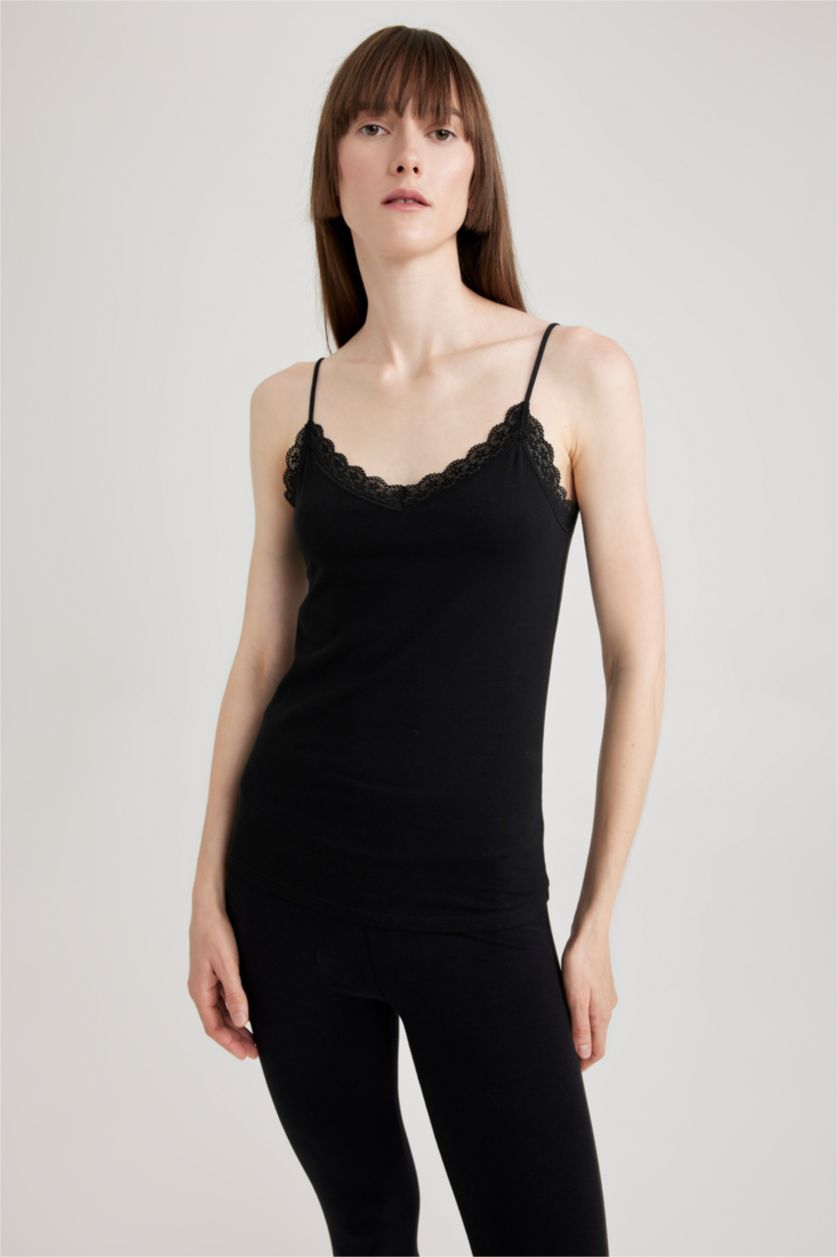 FEMME Noir Débardeur Coton Coupe Régulière Fall In Love