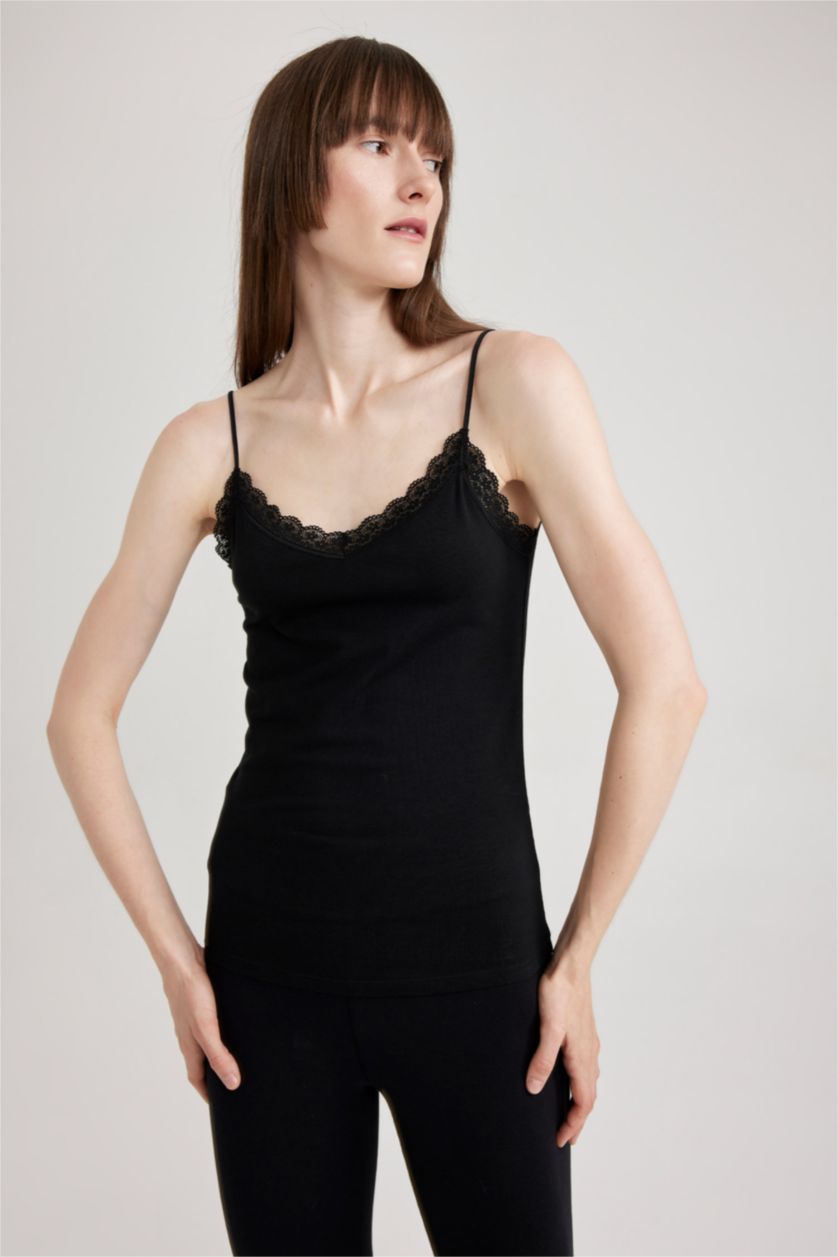 FEMME Noir Débardeur Coton Coupe Régulière Fall In Love