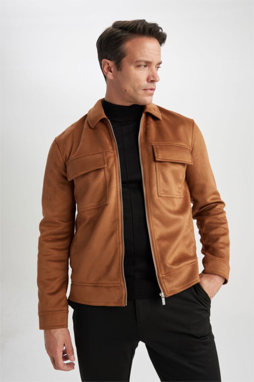 MAN Brown Zipper Puffer Jacket