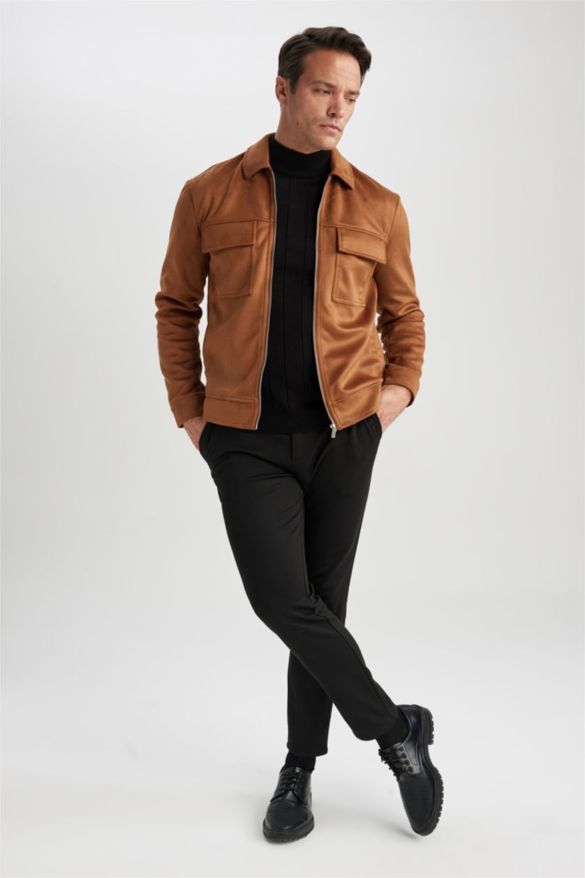 MAN Brown Zipper Puffer Jacket