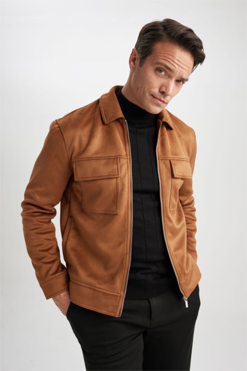 MAN Brown Zipper Puffer Jacket
