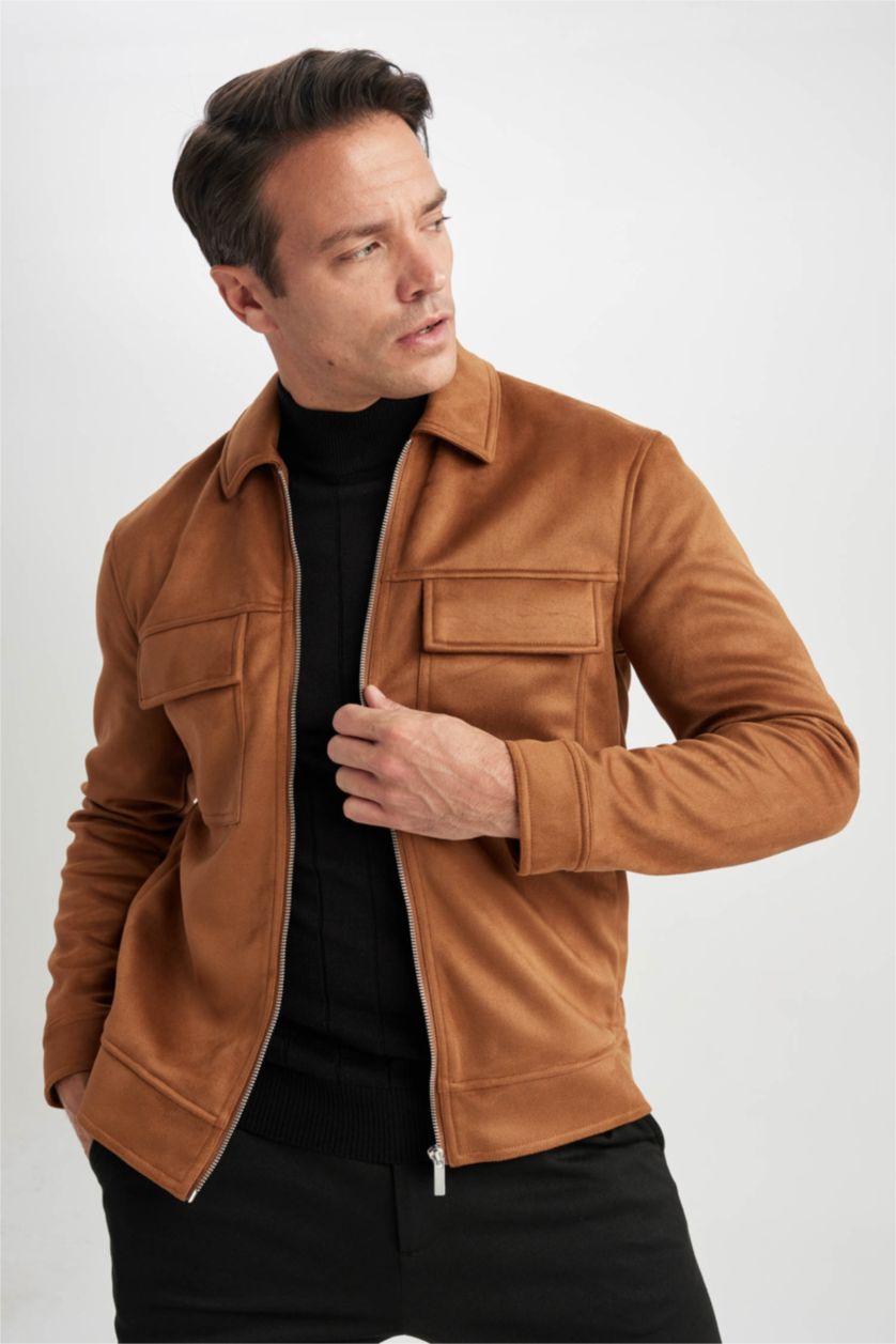 MAN Brown Zipper Puffer Jacket