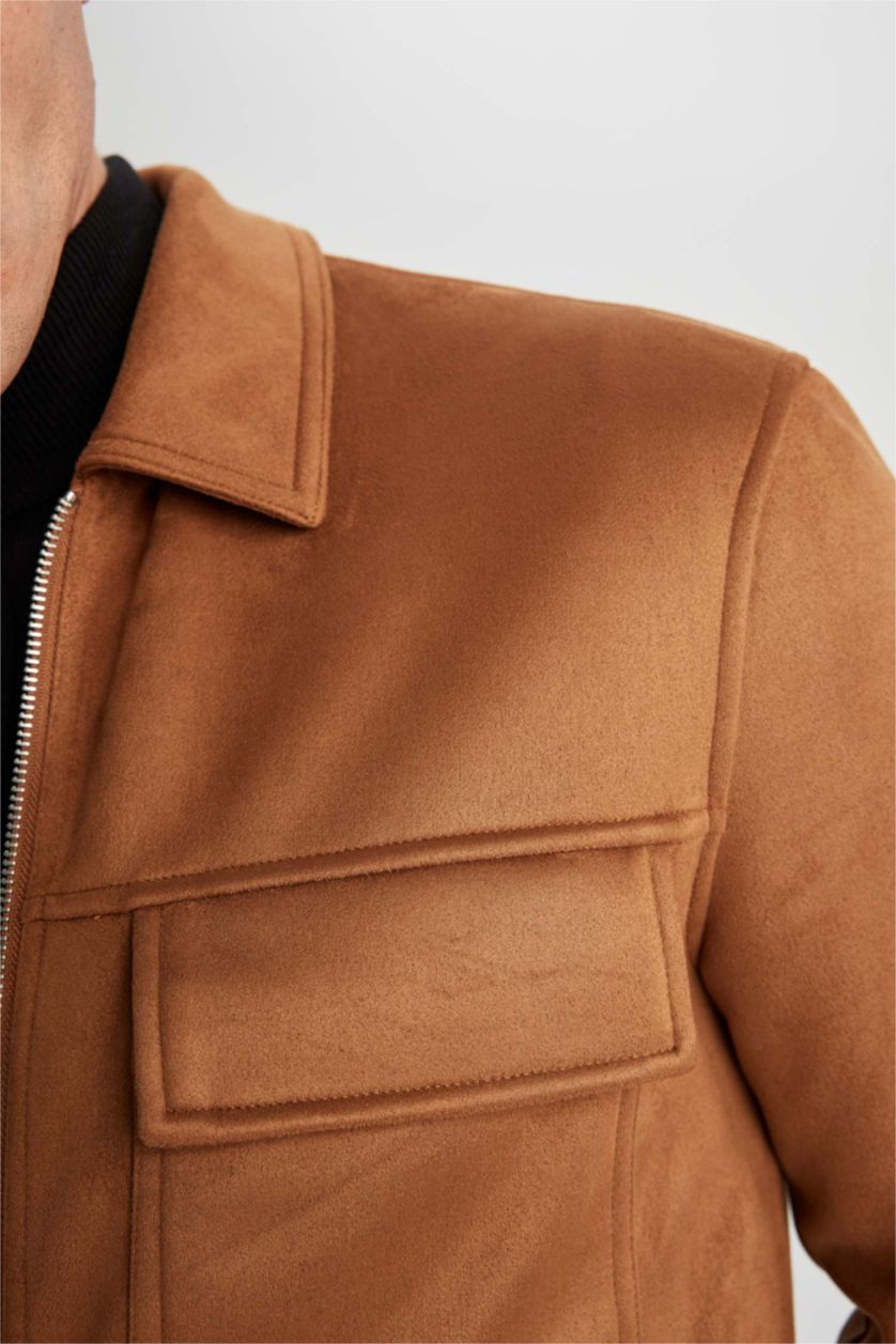 MAN Brown Zipper Puffer Jacket