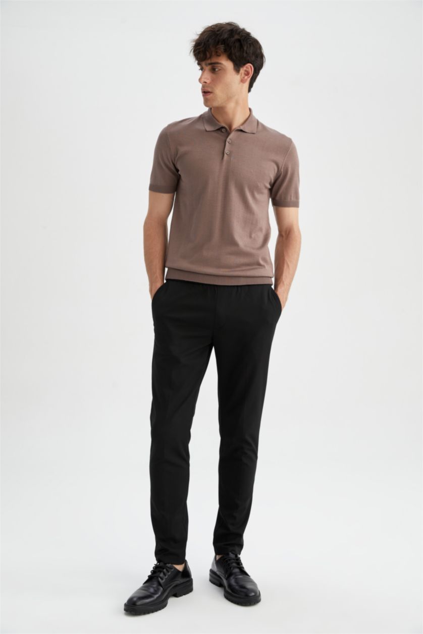 MAN Vison Slim Fit Polo Neck Short Sleeve Knitwear T-Shirt