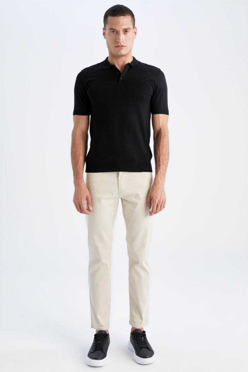 Man Black Slim Fit Short Sleeve Polo T-Shirt