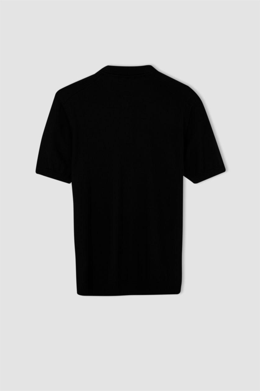 Man Black Slim Fit Short Sleeve Polo T-Shirt