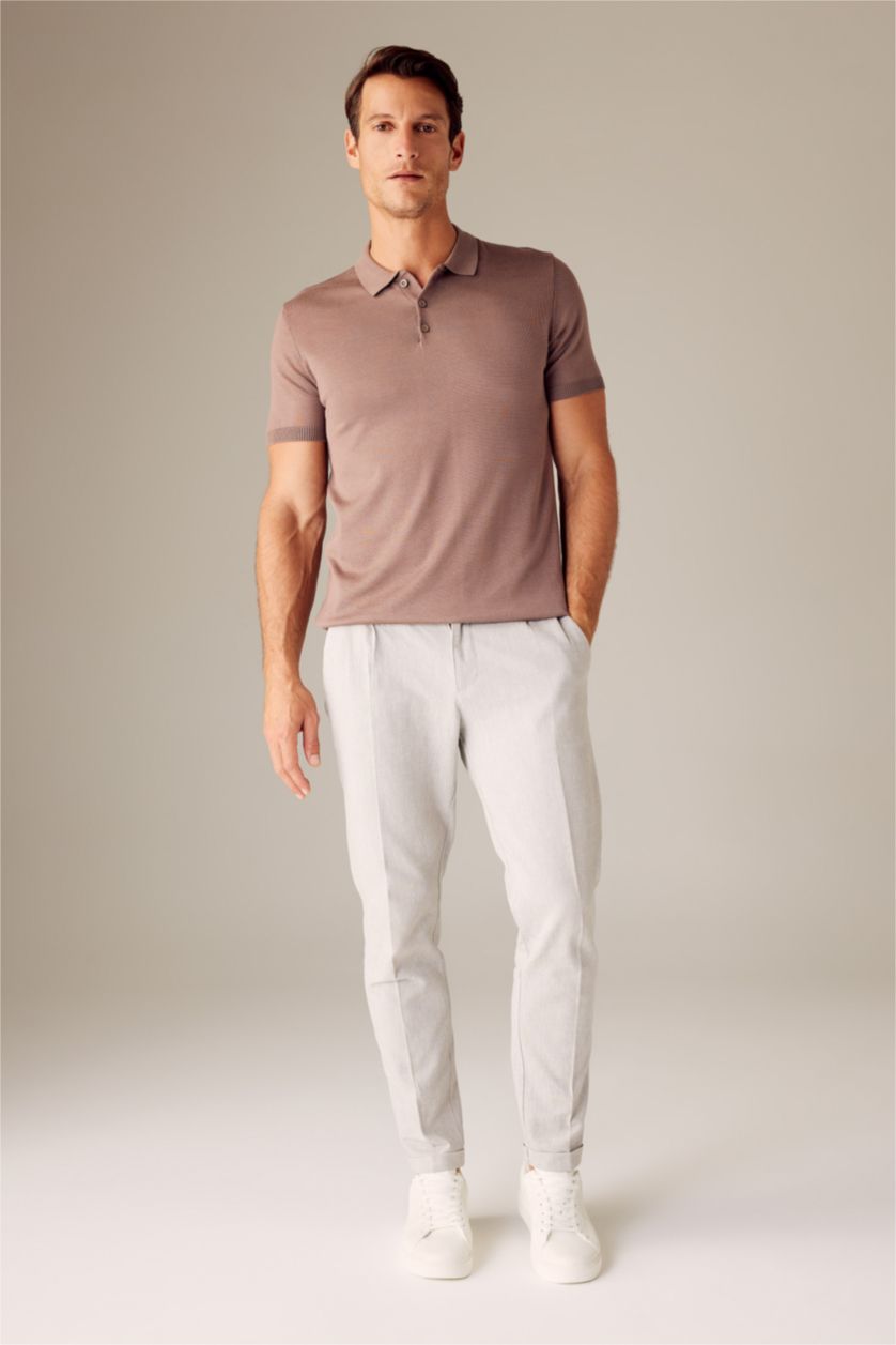 رجالي بني فاتح تيشيرت بولو سليم فيت تريكو