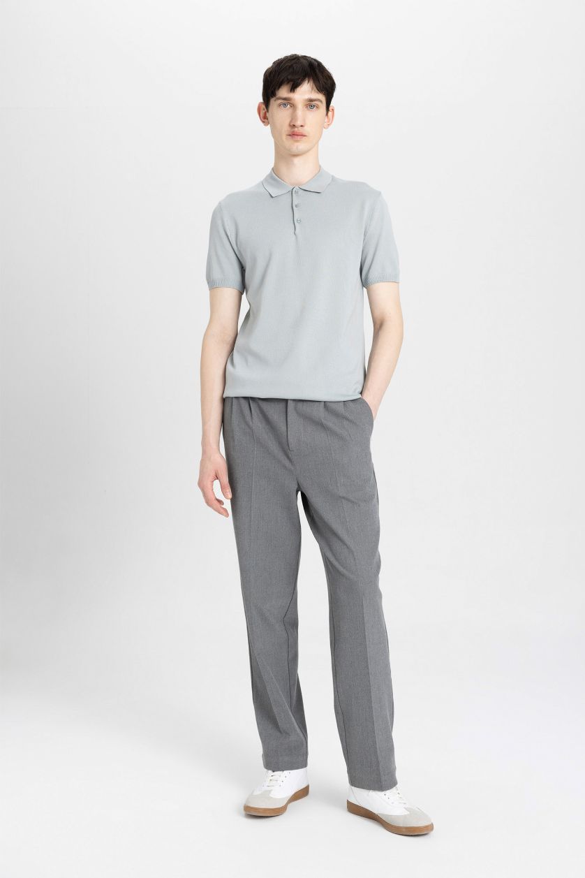 رجال رمادي تي شيرت بولو نص ردن بيكة سليم فيت